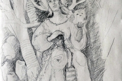 'BUCHENMUTTER', 2018, charcoal on paper