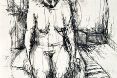 'SITZEND UNIVERSEN ERSINNEND', 2004, charcoal on paper