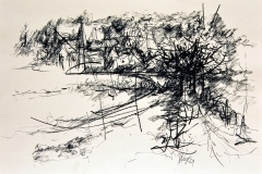 'WENN LANDSCHAFT SICH BEMÜHT, BEDROHLICH ZU WIRKEN', 2002, charcoal on paper