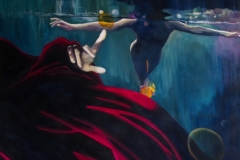 'JEDER STUPST AN SEINEM EIGENEN TRAUMBLASIGEN UNIVERSUM', 2012, 200 cm x 200 cm, acrylic on canvas