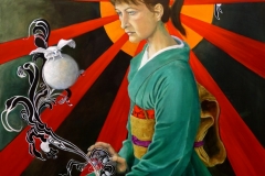 'LEA ALS AMATERASU', 2018, 140 cm x 100 cm, oil on canvas