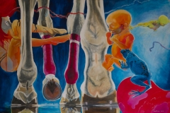 'MANCHMAL SPIEL ICH MIT FROSCHKÖNIGS ERBEN', 2010, 100 cm x 150 cm, acrylic on canvas