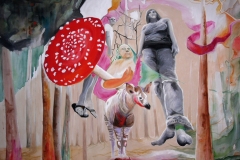 Fliegenpilz, Okapi, Buddha, Kind, Melissa Wagner, painting, Malerei