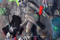'SCHLACHTFELDFLATTERN', 2015, 100 cm x 80 cm, oil on canvas