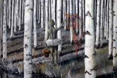 'ZEREBRALER AUSWILDERUNGSPROZESS', 2017, 80 cm x 100 cm, oil on canvas