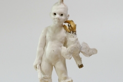 'ENTHAUCHUNG', 2021, porcelain, glaze, gold leaf, polymer clay, incense cone