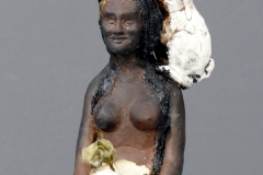 'OSTARAS ERWACHEN', 2021, clay, porcelain, concrete, sheepwool burnt,resin, seedling, 24,5cm x 13,5cm x 15cm