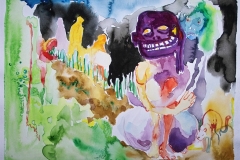 'ÜBERMÜTIG SOLL DIES DUNKEL NICHT BEGANGEN WERDEN', watercolor