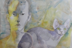 'BASTET', 2021,  30cm x 40cm, watercolor