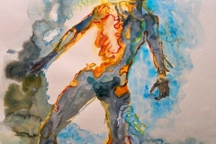 'DAS NETZWERK DER STERNE TRUG MICH INS BLAU DER AQUAMARINE', 2008, 56 cm x 42 cm, watercolor
