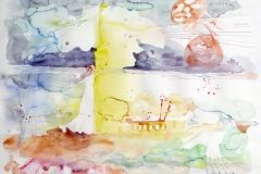 'DIE SCHLEIER SIND DÜNN', 2024, 36cm x 48cm, watercolor