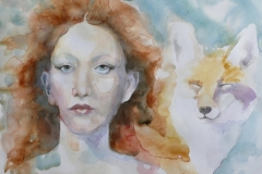'KITSUNE', 2021, 30cm x 40cm, watercolor