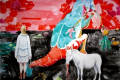 'MANCHMAL EIN KLEINER WAHNSINN IM HANDGEPÄCK', 2016, 42 cm x 56 cm, watercolor