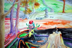 'SCHWARZLICHTMEDITATION', 2015, 42 cm x 56 cm, watercolor